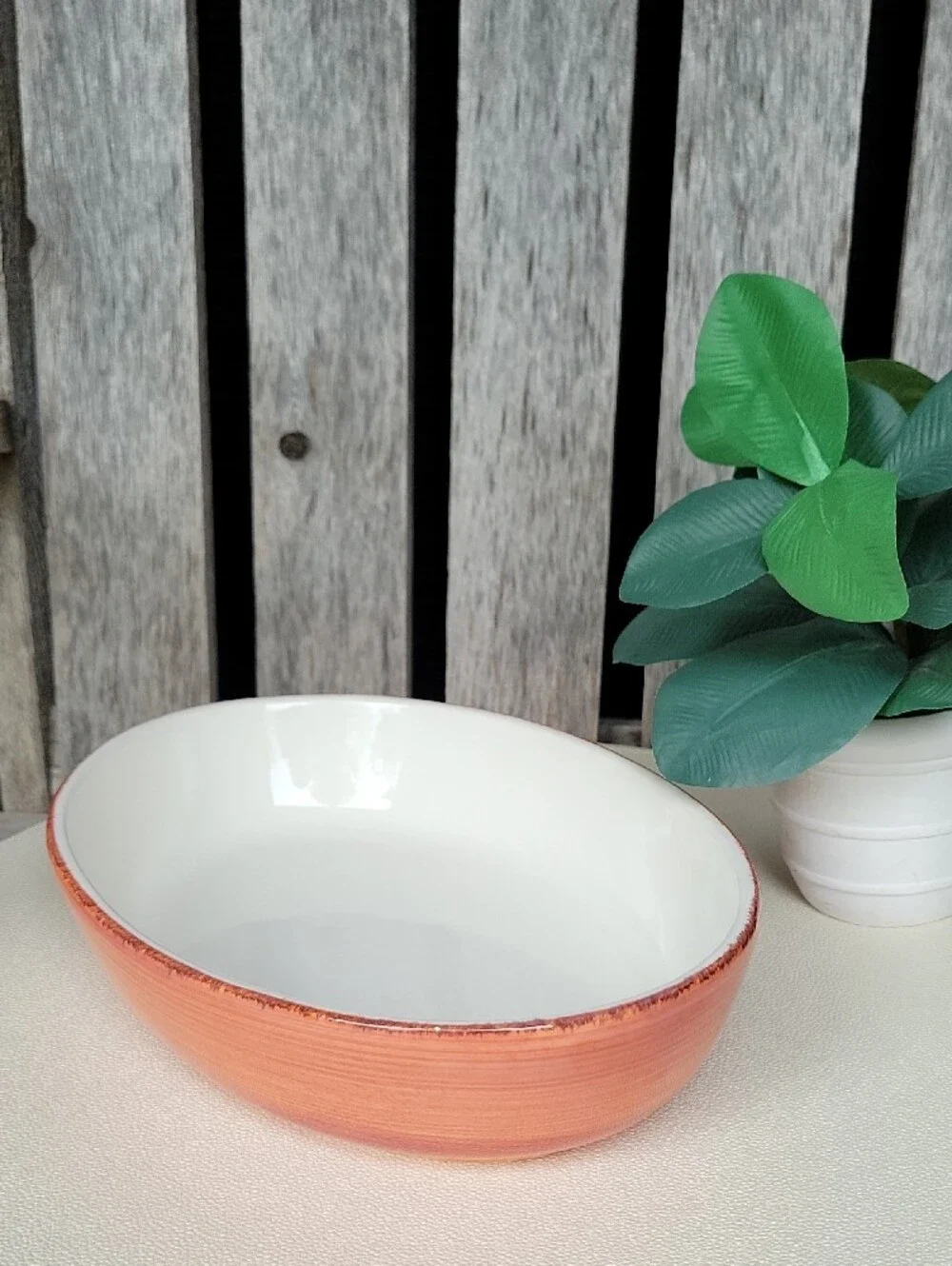 Brushed Coral Glazed Stoneware Serving Bowl - La Ceramica D'Italia